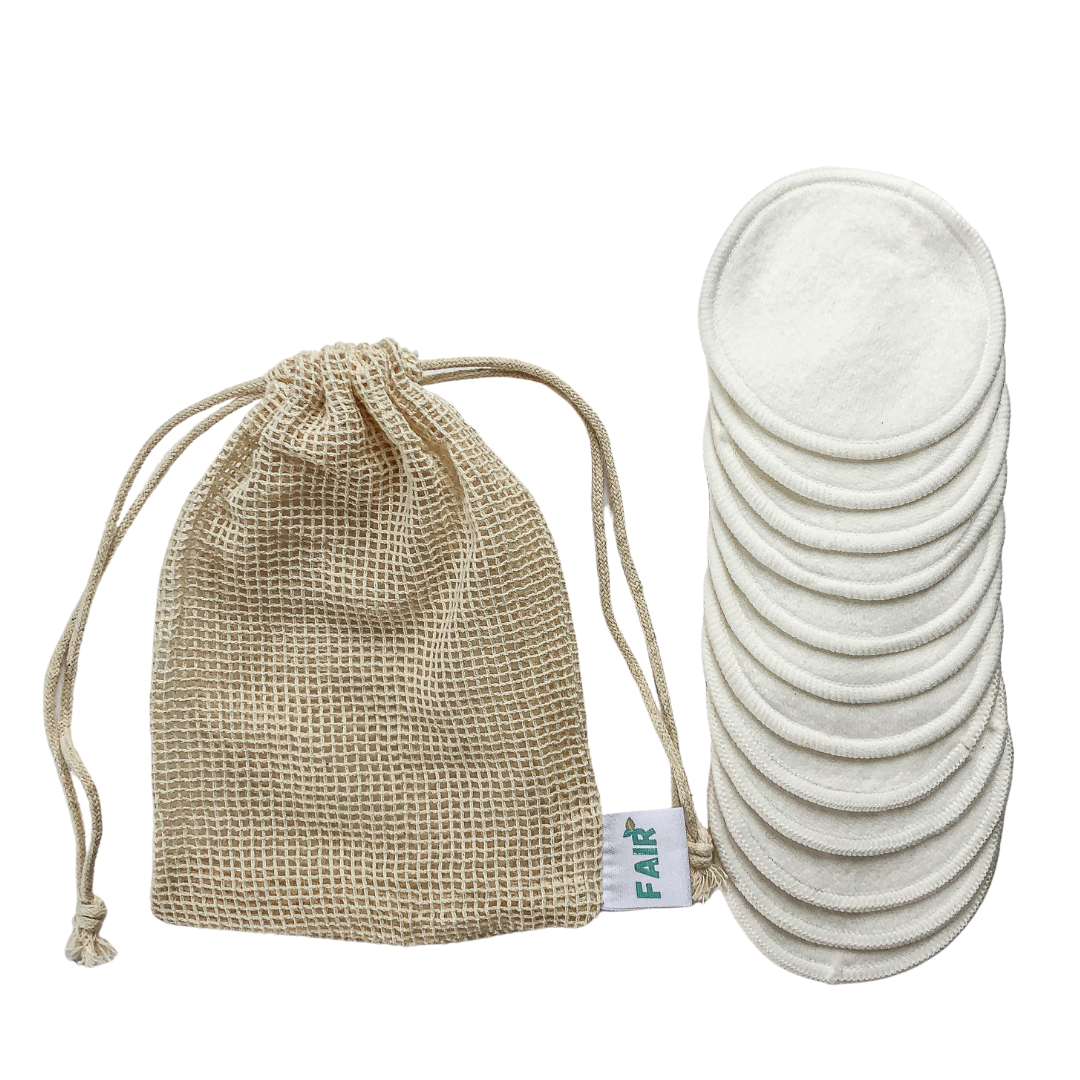 Discos desmaquillantes reutilizables de algodón/bambú